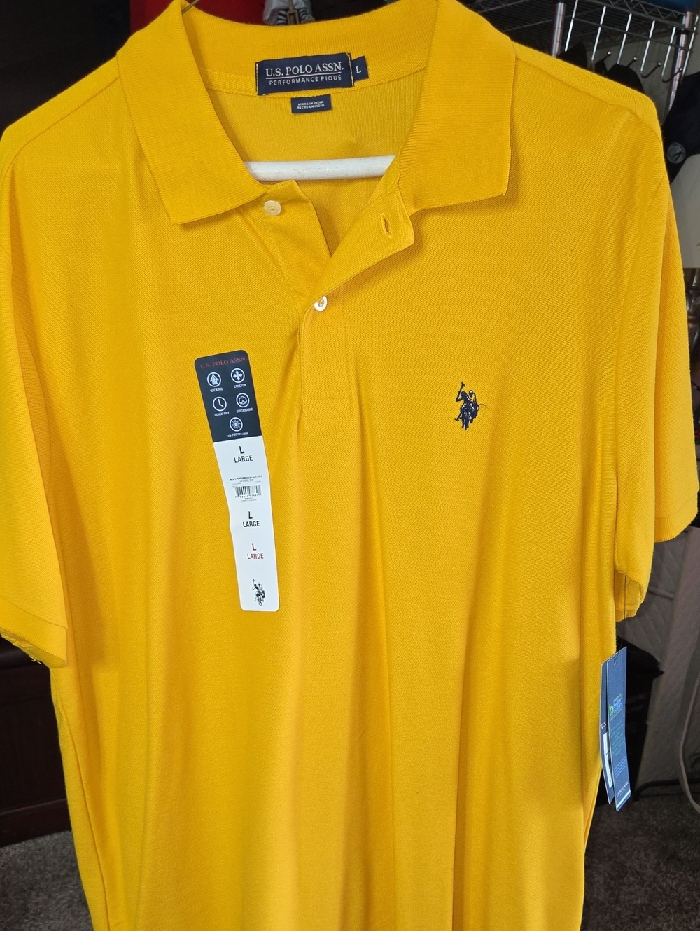U.S. Polo Assn. Men's Bright Yellow Polo with Navy Logo
